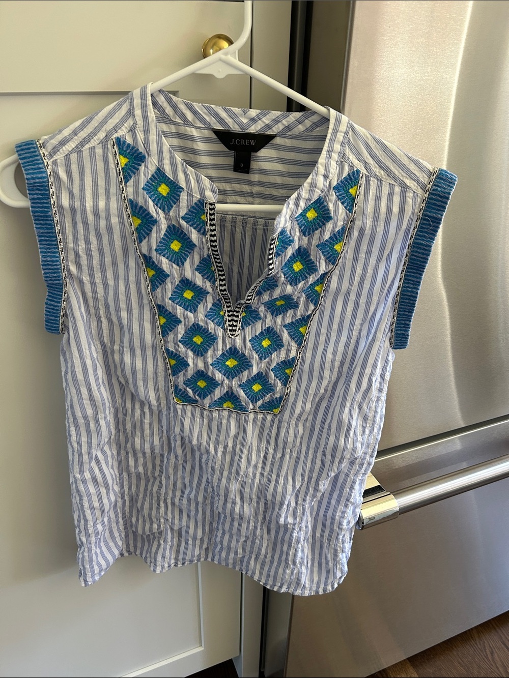 J. Crew Embroidered Sleeveless Shirt
